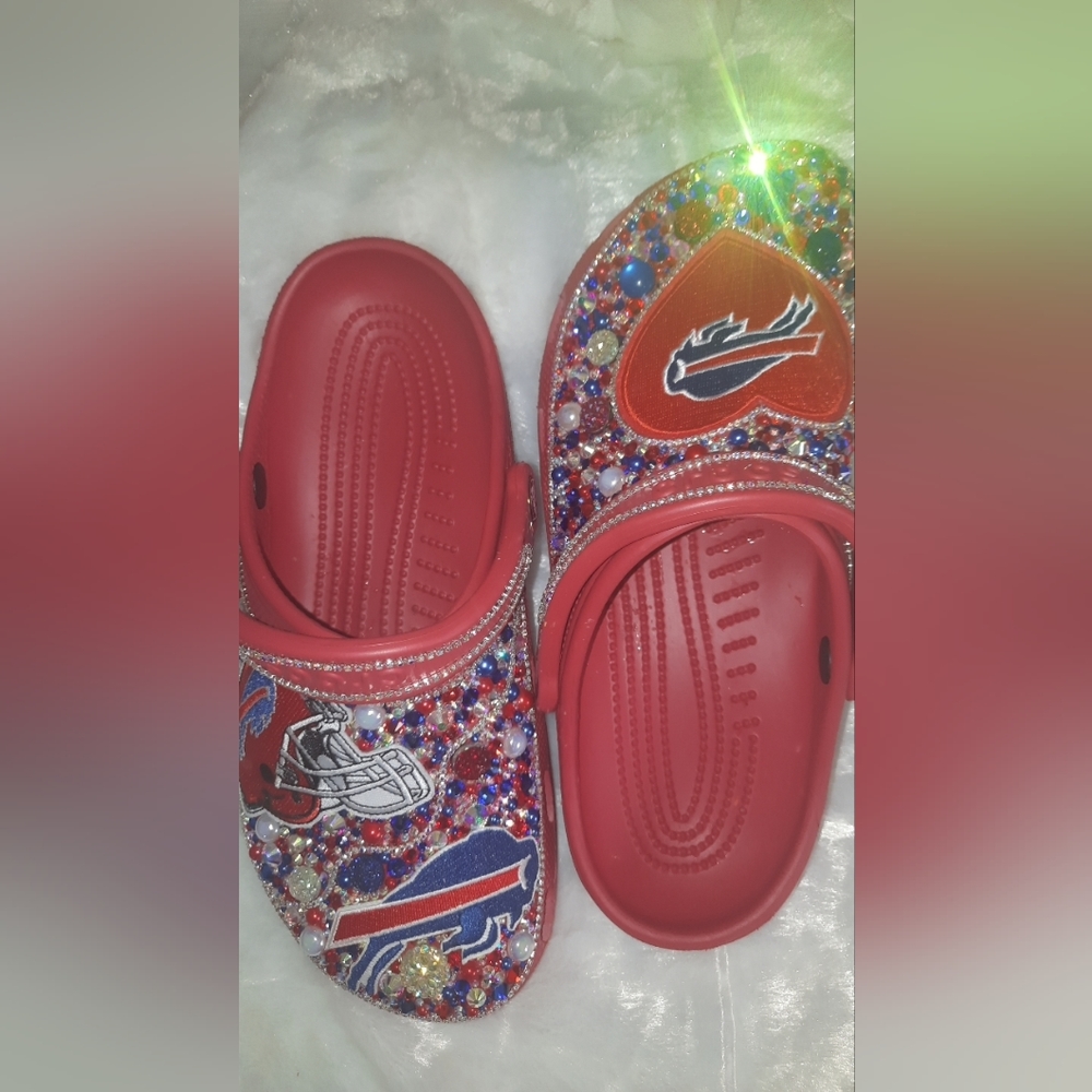 Red Buffalo bills crocs women's size 10